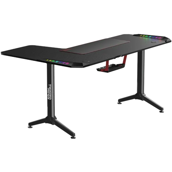 Twisted Minds WARRIOR L Shaped Gaming Desk RGB Right Black