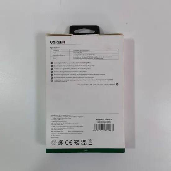 UGREEN USB 3.0 to RJ45 Gigabit Ethernet Adapter (Black) - 20256 (Open Box)