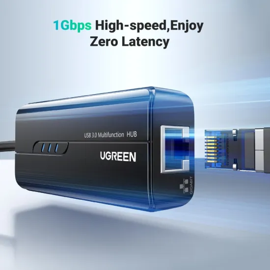 UGREEN USB 3.0 Hub With Gigabit Ethernet Adapter - 20265