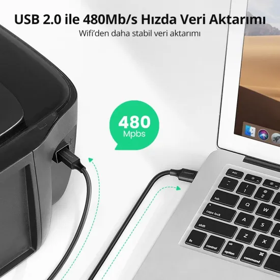 UGREEN USB 2.0 AM to BM Print Cable 2m (Black) 6957303828470 -20847