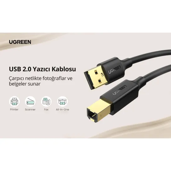 UGREEN USB 2.0 AM to BM Print Cable 2m (Black) 6957303828470 -20847