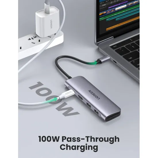 UGREEN USB-C to 2 Ports USB3.0-A Hub + HDMI + TF-SD with PD Power Supply Space Gray - 70411