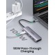 UGREEN USB-C to 2 Ports USB3.0-A Hub + HDMI + TF-SD with PD Power Supply Space Gray 6957303874118 