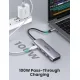 UGREEN USB-C to 2 Ports USB3.0-A Hub + HDMI + TF-SD with PD Power Supply Space Gray - 70411