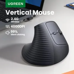 UGREEN M571 Wireless Vertical Office Mouse Silent 4000 DPI 5 Buttons Black