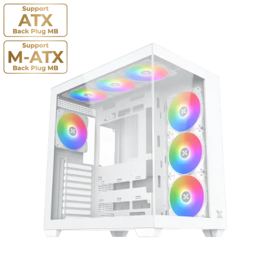 Xigmatek Aqua V Air Arctic Mid Tower Case 7 Fan ARGB White