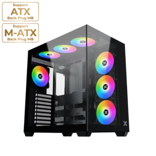Xigmatek Aqua V Air Mid Tower Case 7 Fan ARGB Black