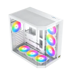 XIGMATEK Cubi II Arctic Mid Tower Case 7 Fan ARGB White
