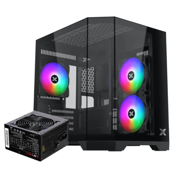 Xigmatek Cubi M Nano 3 Fan Rainbow RGB Micro Tower Case + BitFenix BPA600 600W 80+ Non Modular Power Supply