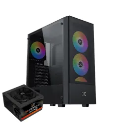 XIGMATEK Hero II AIR Mid Tower Case 4 Fan ARGB Black + X-POWER 600W 80+ White Power Supply