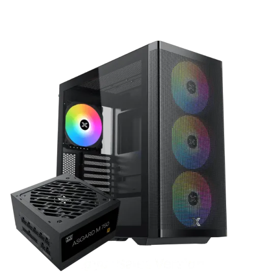 XIGMATEK Osiris Mid Tower Case 4 Fan 140mm ARGB Black + Asgard 750W 80+ Bronze Power Supply