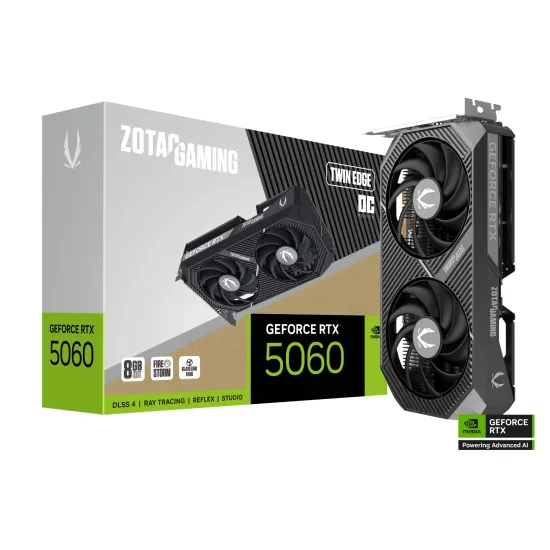 ZOTAC GAMING GeForce RTX 5060 8GB GDDR7 Twin Edge OC Graphics Card Black