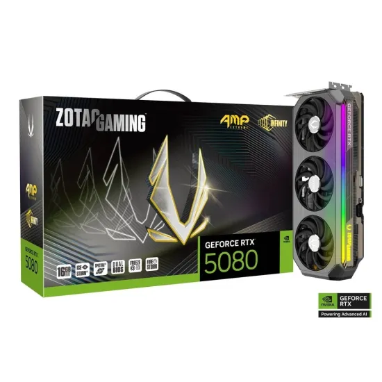 ZOTAC Gaming GeForce RTX 5080 AMP Extreme INFINITY 16GB GDDR7 Graphics Card Black