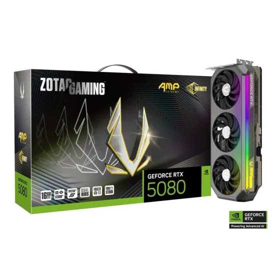 ZOTAC Gaming GeForce RTX 5080 AMP Extreme INFINITY 16GB GDDR7 Graphics Card Black ZOTAC Gaming GeForce RTX 5080 AMP Extreme INFINITY 16GB GDDR7 Graphics Card Black
