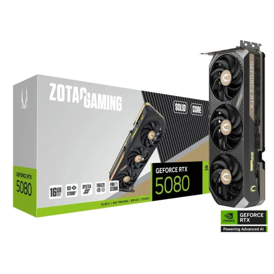 ZOTAC Gaming GeForce RTX 5080 SOLID CORE 16GB GDDR7 Graphics Card Black ZOTAC Gaming GeForce RTX 5080 SOLID CORE 16GB GDDR7 Graphics Card Black
