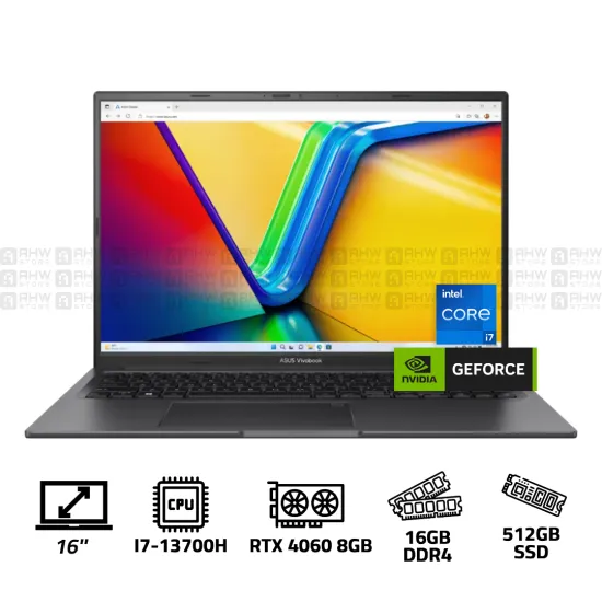 ASUS VIVOBOOK 16X Intel Core i7-13700H 16GB DDR4 512GB SSD RTX 4060 8GB 16" FHD+ 120Hz Win 11 Black