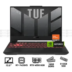 ASUS TUF Gaming A15 Laptop R7 7435HS 16GB DDR5 512GB SSD RTX 4050 6GB 15.6" FHD 144Hz Win 11 Black