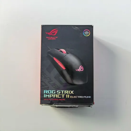 ASUS ROG Strix Impact II Electro Punk P512 RGB Wired Gaming Mouse 6200 DPI 5 Buttons Black(Open Box)