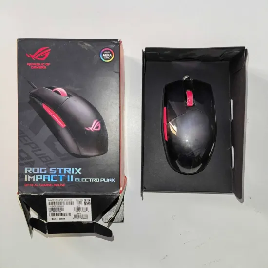 ASUS ROG Strix Impact II Electro Punk P512 RGB Wired Gaming Mouse 6200 DPI 5 Buttons Black(Open Box)