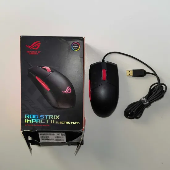 ASUS ROG Strix Impact II Electro Punk P512 RGB Wired Gaming Mouse 6200 DPI 5 Buttons Black(Open Box)