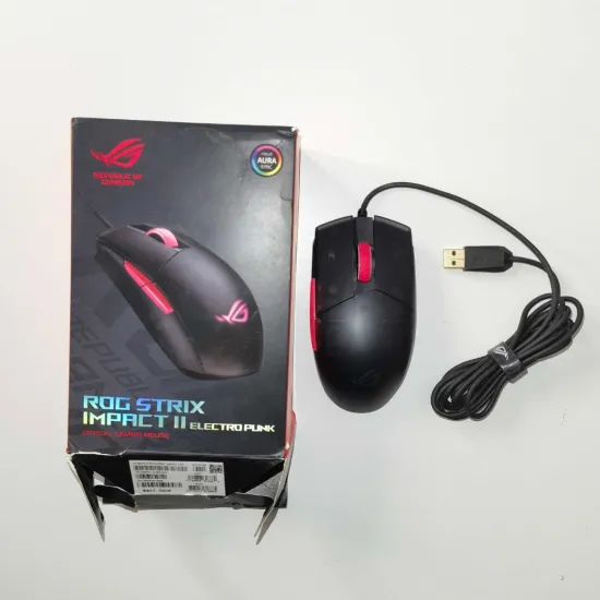 ASUS ROG Strix Impact II Electro Punk P512 RGB Wired Gaming Mouse 6200 DPI 5 Buttons Black(Open Box)