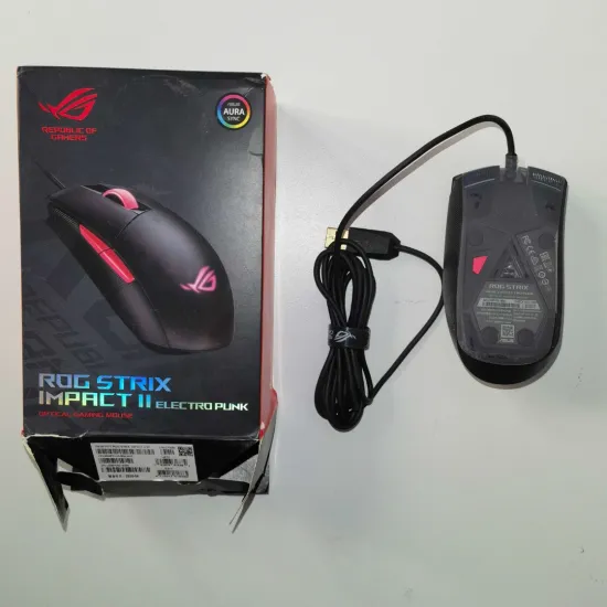 ASUS ROG Strix Impact II Electro Punk P512 RGB Wired Gaming Mouse 6200 DPI 5 Buttons Black(Open Box)