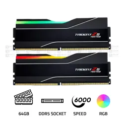 GSKILL Trident Z5 RGB 64GB (2x32GB) 6000MHz CL36 DDR5 Black RAM
