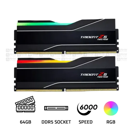 GSKILL Trident Z5 RGB 64GB (2x32GB) 6000MHz CL36 DDR5 Black RAM