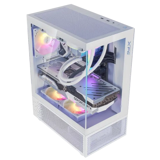 XPG Invader X MINI White Mid Tower Case 5 Fan ARGB White